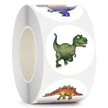 500 Pcs/ Bag Roll Dinosaur Incentive Sticker Label Decorative Label (1"(2.5cm) *500 In A Roll, 6 Designs Per Roll)Stickers,Sticker Roll,Dinosaur Stickers,Stickers,Dinosaur Stickers,Sticker Roll - Multicolor - View 1