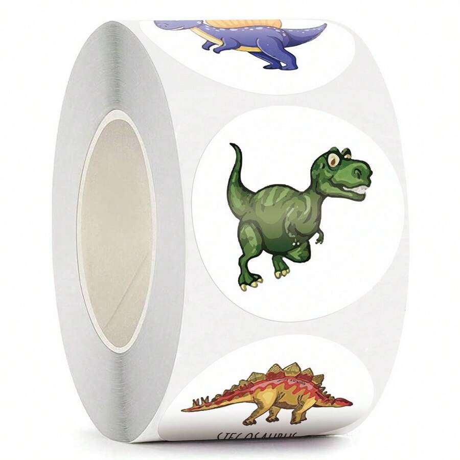 500 Pcs/ Bag Roll Dinosaur Incentive Sticker Label Decorative Label (1"(2.5cm) *500 In A Roll, 6 Designs Per Roll)Stickers,Sticker Roll,Dinosaur Stickers,Stickers,Dinosaur Stickers,Sticker Roll - Multicolor - View 1