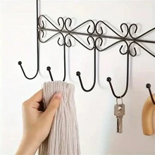 1 móc treo áo khoác đa năng bằng kim loại gắn cửa, móc treo cửa tủ, giá treo khăn 5 móc treo cửa phòng tắm, móc treo quần áo phòng ngủ, giá treo khăn - trắng - Xem 3