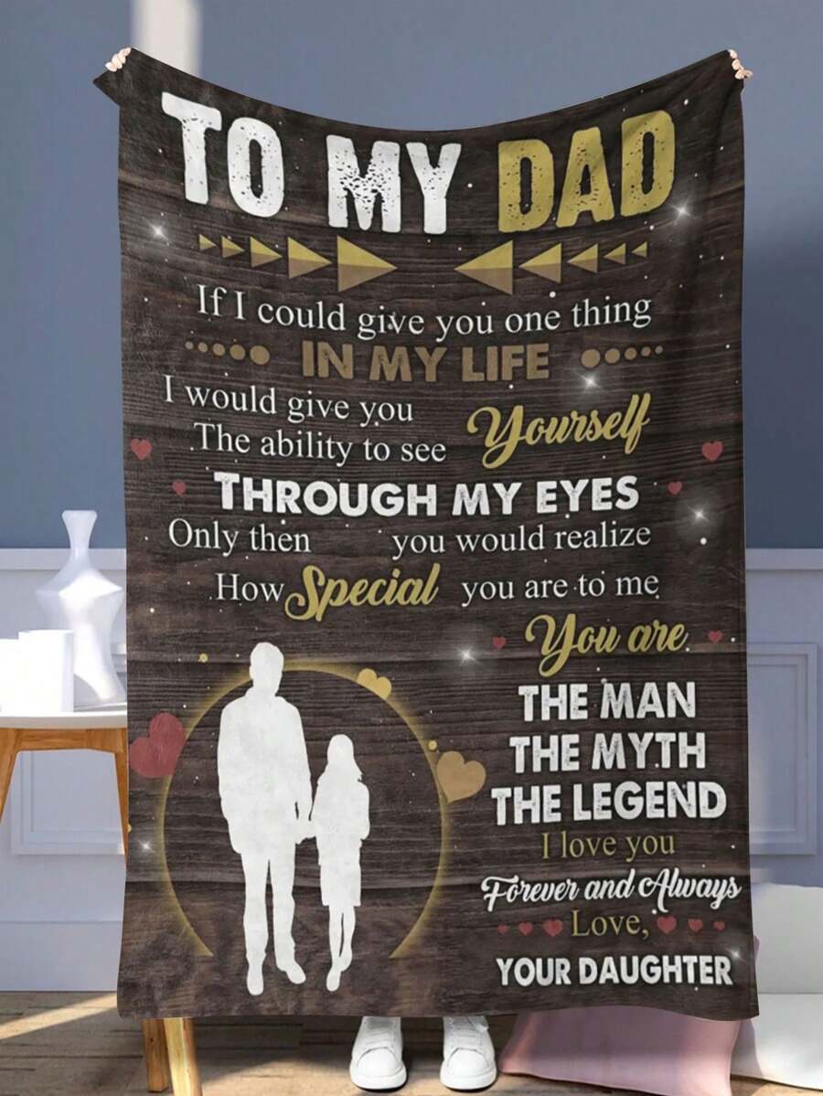 1件超柔軟的法蘭絨毛毯,個性化設計,適合女兒送給父親作為沙發/臥室的禮物,高清印刷毯子,法蘭絨面蓋/包毯,有多種尺寸可選 - 彩色 - 查看 1