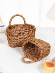 1 Miếng Creative PP Nhựa Hộp đựng để bàn Hộp , Phòng bếp Tỏi & gừng Giỏ lưu trữ , Retro Gắn trên tường Cầm tay Nhỏ bé Rổ , Kitchen Utensil Treo Rổ Đối với Tường - màu nâu - Xem 11