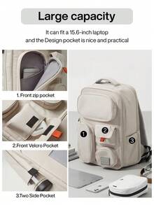 18 Inch Travel Backpack Multifunctional Large Capacity Waterproof Carry On Luggage Bag Laptop Backpack Fit 15.6 Inch Laptop With Multi Pockets For Women And Men Moonlight White - Light Grey - View 5