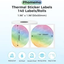 Phomemo 1卷彩色花朵形状热敏标签，尺寸1.97英寸 x 1.97英寸（50毫米 x 50毫米），多用途自粘热敏打印标签，适用于服装标签、价格标签、类别标签、包装贴纸、运输标签、产品标签、成分标签。 - 彩色 - 查看 3