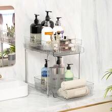 2 Set 2 Tier Bathroom Storage Organizer With Dividers, Clear Under Sink Organizers And Storage, Pull Out Cabinet Organizer For Bathroom Kitchen Pantry, Medicine Cabinet Organizer - 無色 - 查看 2
