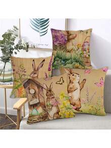 4 cái/bộ lễ Phục sinh Con thỏ & Trứng Mẫu Trang trí Vỏ gối ( Cái gối Không bao gồm ) Đối với Trang trí Gia đình Sofa - Hồng - Xem 5