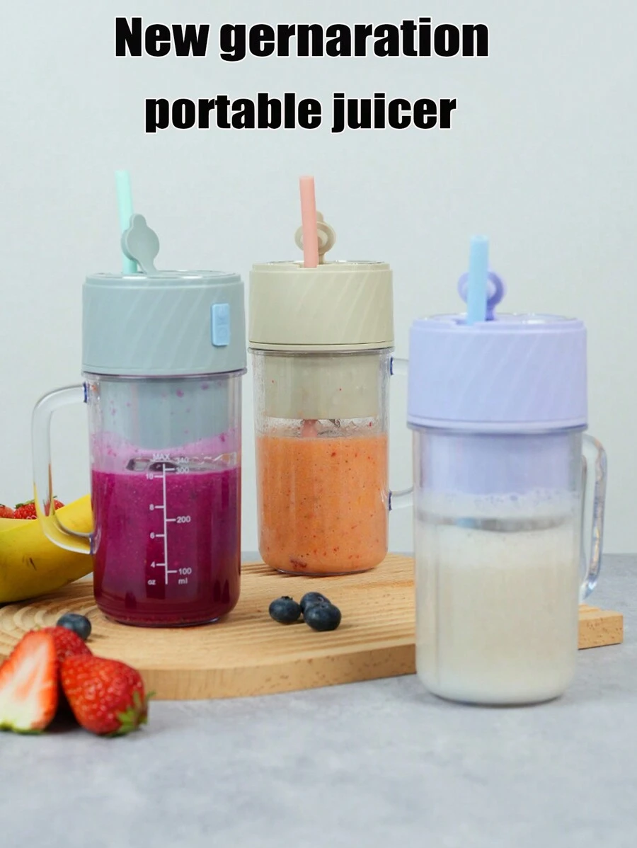 1pc 340ml Mini Cyclone Juicer Cup With Type-C Charging Port