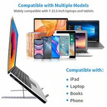 Aluminum Alloy Laptop Desk Stand, Adjustable Foldable Portable Cooling Pad Riser Holder For Laptop & Phone - Silver - View 8