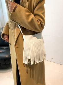 Comercio Internacional Bolso De Mujer De Gran Capacidad Con Flecos, Versión Coreana De La Bolsa De Hombro Minimalista Y Popular Para Mujeres, Bolso Cruzado