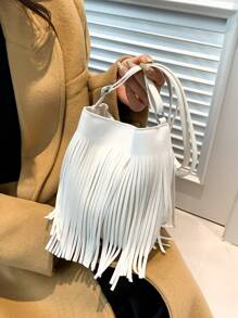 Comercio Internacional Bolso De Mujer De Gran Capacidad Con Flecos, Versión Coreana De La Bolsa De Hombro Minimalista Y Popular Para Mujeres, Bolso Cruzado