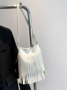 Comercio Internacional Bolso De Mujer De Gran Capacidad Con Flecos, Versión Coreana De La Bolsa De Hombro Minimalista Y Popular Para Mujeres, Bolso Cruzado