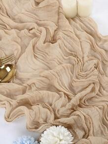 1入實色波西米亞風格桌布/桌旗，適用於婚禮/派對桌面裝飾，母親節/家居/場景裝飾 - 杏色 - 查看 5