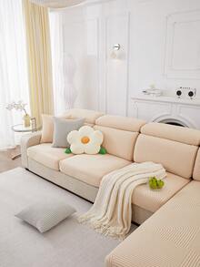 1pc Geometric Line Pattern Elastic Sofa Cover With Cushion Cover For All Seasons, Dustproof, Anti-Scratch, Anti-Slip, Modern Simple Style, Easy To Clean, Washing Machine Safe And Durable, Non-Fading, Non-Shedding - Light Pink - View 4