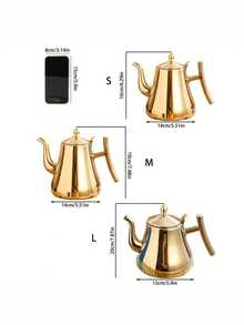 1 pieza Tetera de acero inoxidable con filtro, tetera de hotel, cafetera. Hervidor eléctrico, tetera dorada. Herramienta de café, accesorio de café, vajilla, accesorio de té - Multicolor - Ver 4