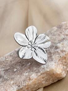 1pc Fashionable French Vintage Floral Design Stainless Steel Ring - Adjustable - Romantic & Elegant Valentine's Day Gift For Women Valentines