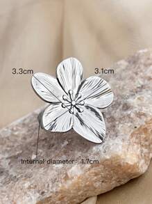 1pc Fashionable French Vintage Floral Design Stainless Steel Ring - Adjustable - Romantic & Elegant Valentine's Day Gift For Women Valentines