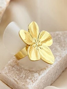 1pc Fashionable French Vintage Floral Design Stainless Steel Ring - Adjustable - Romantic & Elegant Valentine's Day Gift For Women Valentines