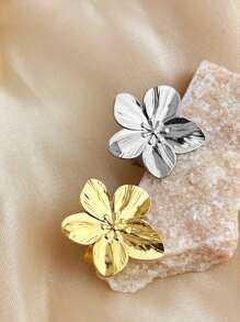 1pc Fashionable French Vintage Floral Design Stainless Steel Ring - Adjustable - Romantic & Elegant Valentine's Day Gift For Women Valentines