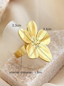1pc Fashionable French Vintage Floral Design Stainless Steel Ring - Adjustable - Romantic & Elegant Valentine's Day Gift For Women Valentines