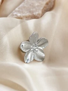 1pc Fashionable French Vintage Floral Design Stainless Steel Ring - Adjustable - Romantic & Elegant Valentine's Day Gift For Women Valentines