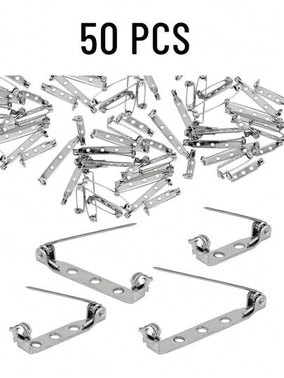 50/100 peças/lote 20/25/32/38 mm pinos de base faça você mesmo clipe de broche base de prata configurações de broche em branco para suprimentos de fabricação de joias