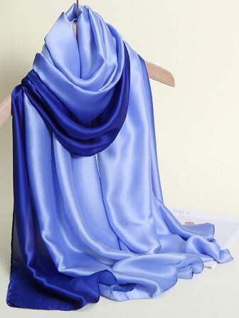 1pc New Satin Gradient Hand-Painted Shawl Scarf Satin Scarf Bandana,Hair Band,Head Band Ideal For Dressing Up Your Look