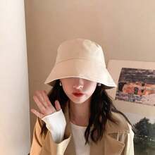 1入女款日式文學桶帽，四季適用，韓版女士防曬帽，帶馬尾洞休閒款 - 彩色 - 查看 8