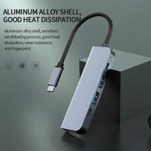 NADODO 五合一 USB 3.0 集线器超薄 C 型集线器，带 USB-C 供电端口 PD 100W 充电 4K @30Hz，USB2.0、3.0、适配器、USB C 扩展坞，适用于 Pro IMac XPS PC 笔记本电脑平板电脑手机 - 灰色 - 查看 11