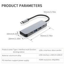 NADODO 五合一 USB 3.0 集线器超薄 C 型集线器，带 USB-C 供电端口 PD 100W 充电 4K @30Hz，USB2.0、3.0、适配器、USB C 扩展坞，适用于 Pro IMac XPS PC 笔记本电脑平板电脑手机 - 灰色 - 查看 12