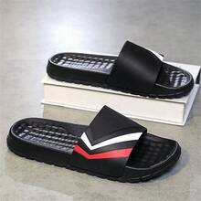 男士拖鞋,簡約時尚戶外防滑家居沐浴拖鞋,流行休閒風格 - 黑色 - 查看 7