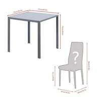 Dining Room Set, Black Glass Dining Table With Chairs, 75x75 Cm Square Glass Table And Chairs For Small Room - Black - View 2