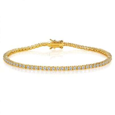 VOLUKA 1 st. modernt och mångsidigt 2,0 mm zirkonia-tennisarmband, pläterat i vitt/guld, lämpligt för män