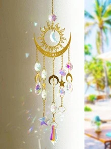 1pc Star Moon Crystal Wind Chime Pendant Cross-Border Supply Crystal Crafts Garden Decoration Pendant Sun Catcher,Home Decor ,Room Decor,Wall Decor Gifts Birthday Graduation