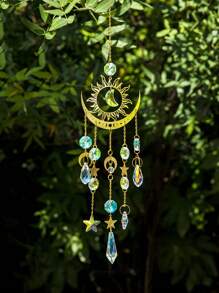 1pc Star Moon Crystal Wind Chime Pendant Cross-Border Supply Crystal Crafts Garden Decoration Pendant Sun Catcher,Home Decor ,Room Decor,Wall Decor Gifts Birthday Graduation