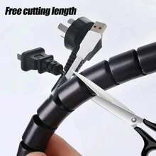 1-5米長的電腦線纜套管組織器，螺旋電纜拉鍊套，適用於電視辦公室，防咬保護 - 黑色 - 查看 6