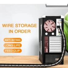 1-5米長的電腦線纜套管組織器，螺旋電纜拉鍊套，適用於電視辦公室，防咬保護 - 黑色 - 查看 9