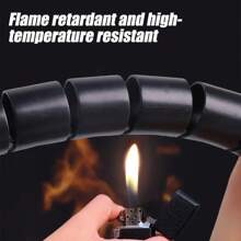 1-5米長的電腦線纜套管組織器，螺旋電纜拉鍊套，適用於電視辦公室，防咬保護 - 黑色 - 查看 5