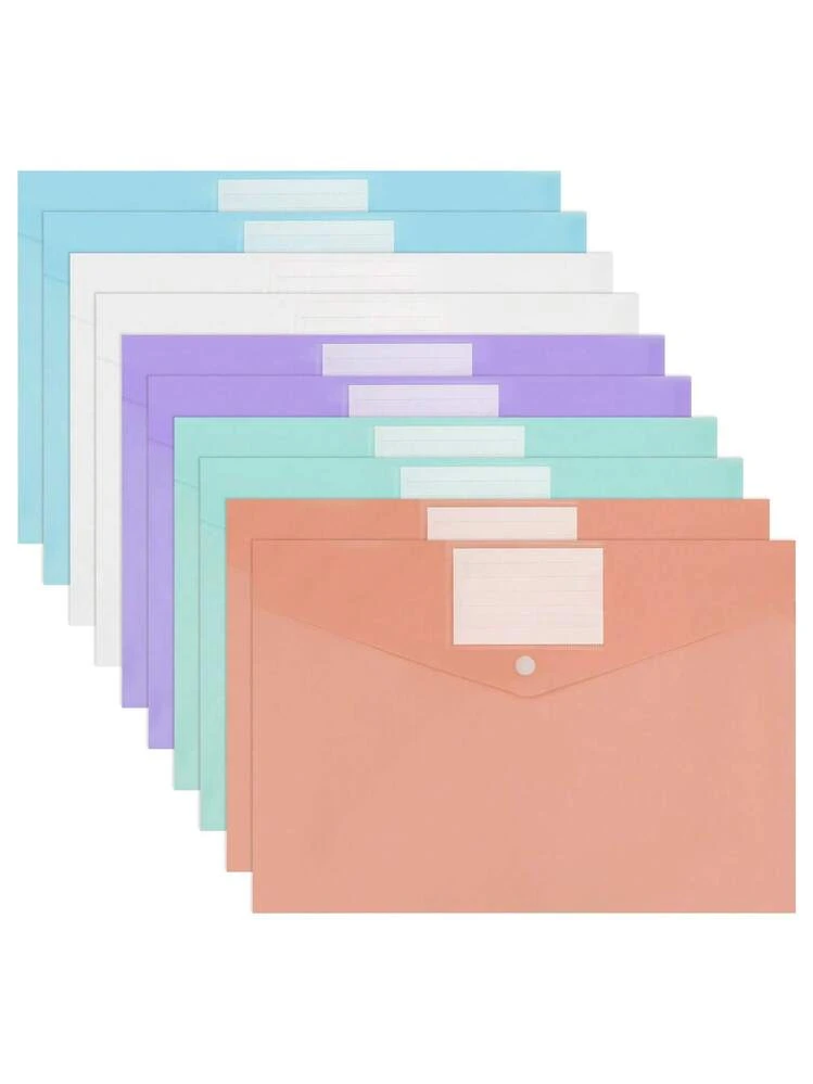 2 Cartelle Portadocumenti Espandibili A4 Con 12 Scomparti | Organizer Per Ufficio E Scuola Con Etichette | Verde E Rosa