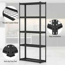 1/2/3/4 PCS 5-Tier Heavy Duty Storage Shelf Storage Utility Rack Shelf With Anti-Tipping Device Black - Black - View 11