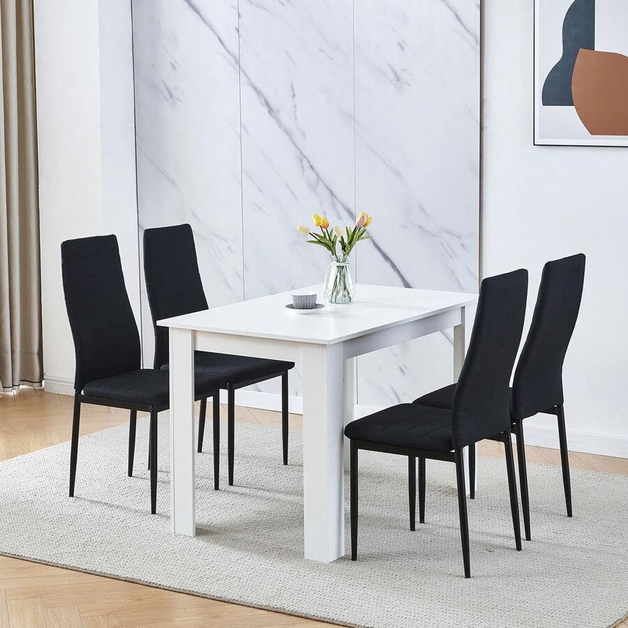 Dining Room Set, Dining Table With Chairs, 110x70 Cm Table And Chairs For Living Room Home Kitchen - White - View 1