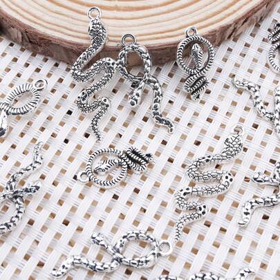 10入組蛇形魅力合金眼鏡蛇吊墜,動物魅力珠寶,適用於手鐲項鍊diy珠寶製作用品