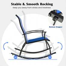 2/4 PCS Outdoor Rocking Chairs With Breathable Backrest Smooth Safe Rocking Design - 藏蓝色 - 查看 10