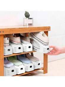 Bluelander Zapatera de Plástico, Ahorrador de Espacio para Zapatos con 4 Niveles de Inclinación - Blanco - Ver 1