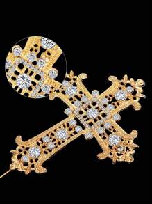 Decoración de pastel de Bautizo con Cruz dorada, diamantes de imitación y cristales para la decoración del primer pastel de boda de Bautizo - Multicolor - Ver 6