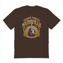 Haywood & Main Nashville Guitar Graphic Dark Chocolate Men's Cotton Short-Sleeve T-Shirt - 棕色 - 查看 1