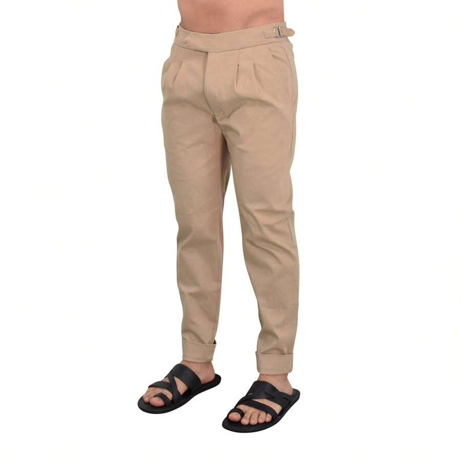 JOHN LEOPARD - Pantalon con Dobladillo para Hombre Estilo Bahamas Trouser - Beis - Ver 1