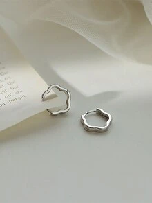 ESBERRY 1 đôi bông tai tròn hình hoa rỗng tối giản bằng bạc Sterling S925 dành cho nữ, trang sức cao cấp, quà tặng lễ hội, quà tặng sinh nhật, đeo hàng ngày - bông tai hoa nhỏ - Xem 5