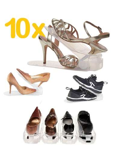 10 Peças Suporte Sapatos Saltos Tênis Transparente com Furo - Regulagem de Altura