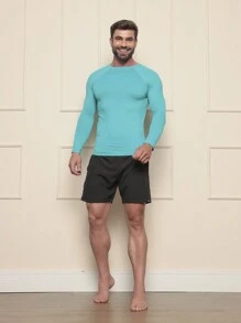 Men Swim Rashguards - Baby Blue - View 1