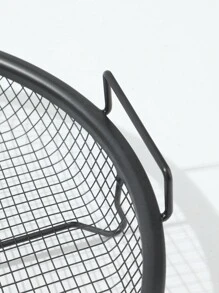 2pcs Bbq Frying Basket, Round Detachable Stainless Steel Oil Drain Rack With Tray, Outdoor Barbecue Tool Kitchen Food Cooking Accessory - Bronze - View 5