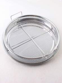 2pcs Bbq Frying Basket, Round Detachable Stainless Steel Oil Drain Rack With Tray, Outdoor Barbecue Tool Kitchen Food Cooking Accessory - Bronze - View 8